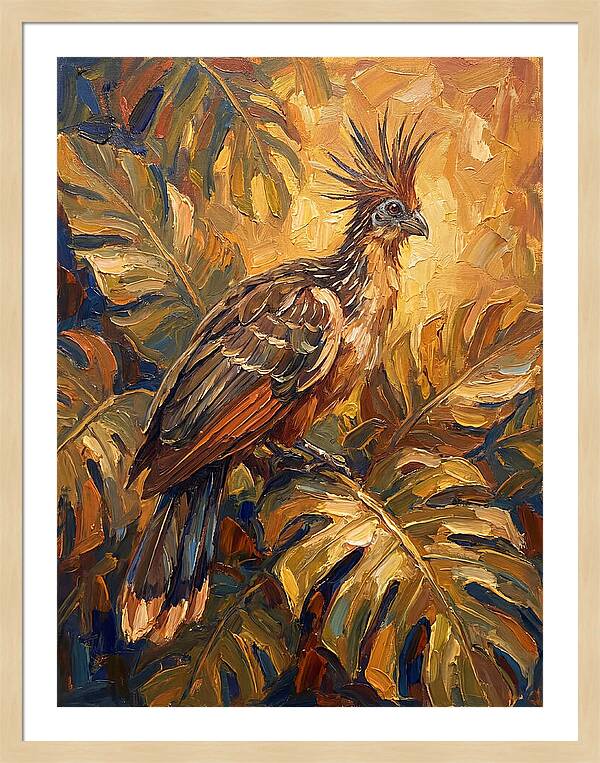 Hoatzin Among Tropical Foliage