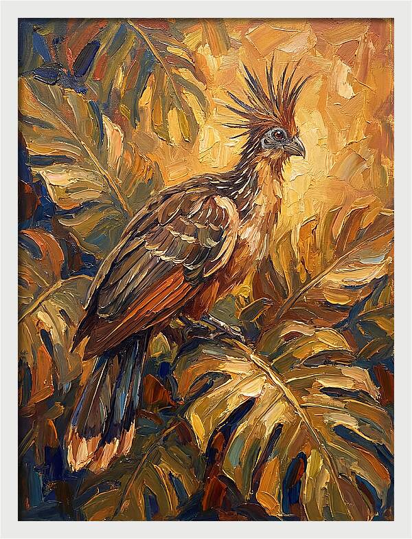 Hoatzin Among Tropical Foliage