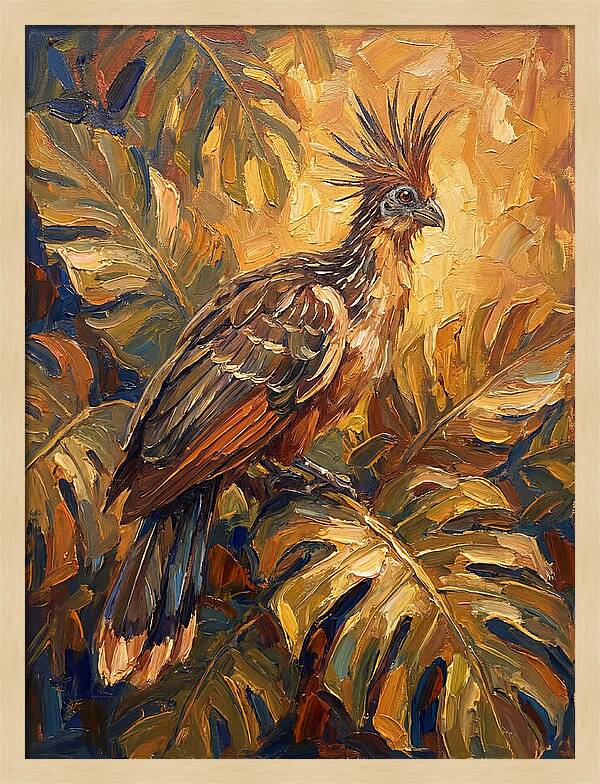Hoatzin Among Tropical Foliage