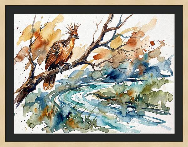 Hoatzin Perched By The Water