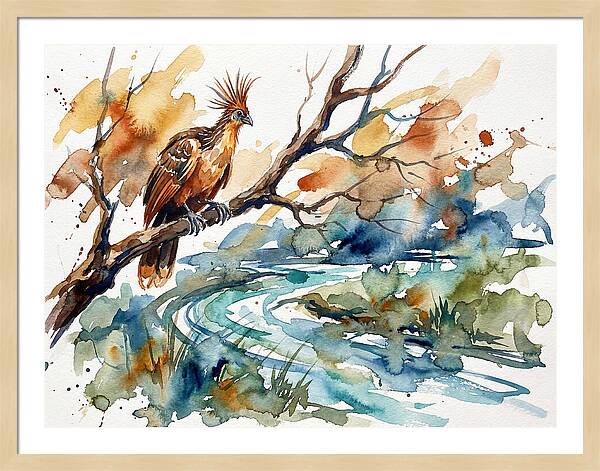Hoatzin Perched By The Water