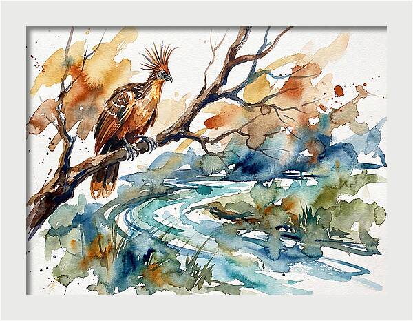 Hoatzin Perched By The Water