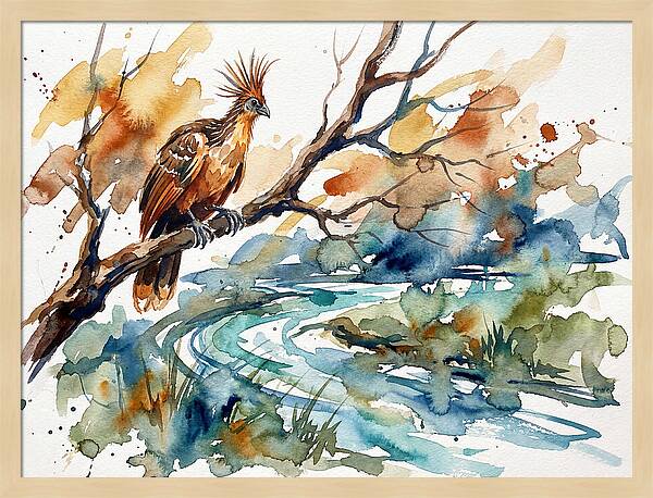 Hoatzin Perched By The Water