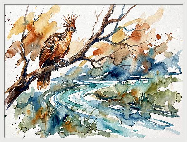 Hoatzin Perched By The Water