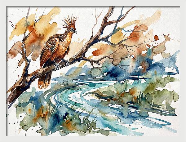 Hoatzin Perched By The Water
