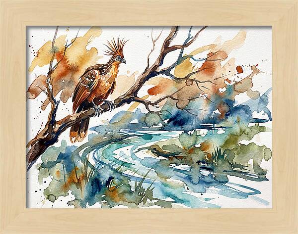 Hoatzin Perched By The Water