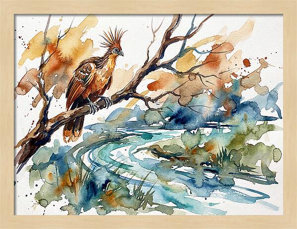 Hoatzin Perched By The Water