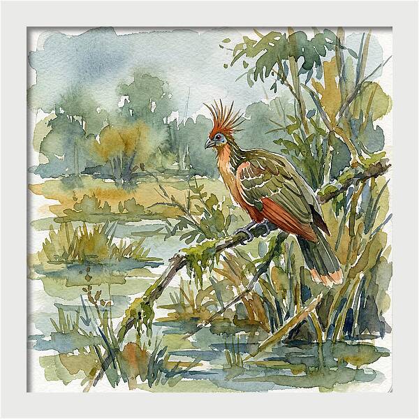Hoatzin Perched In Nature