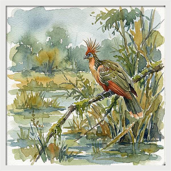 Hoatzin Perched In Nature