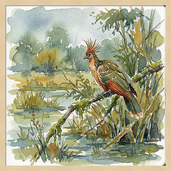 Hoatzin Perched In Nature