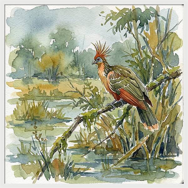Hoatzin Perched In Nature