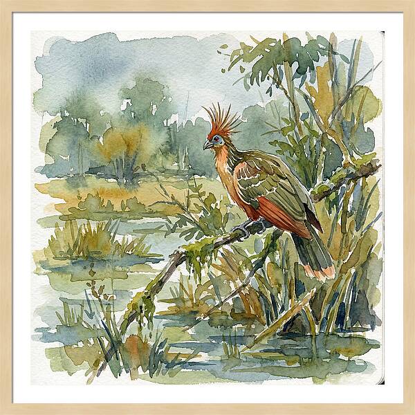 Hoatzin Perched In Nature