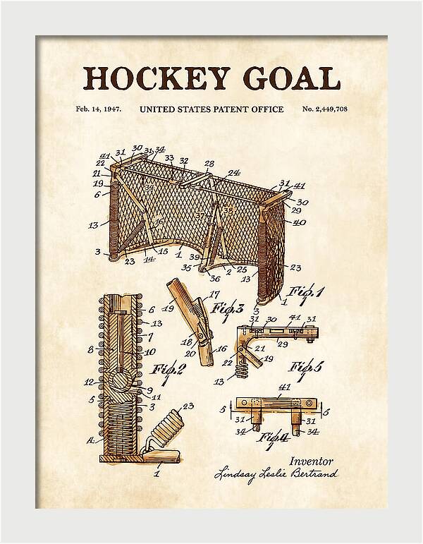 Hockey Goal Watercolor Patent Us2449708a