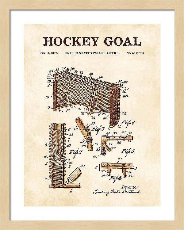 Hockey Goal Watercolor Patent Us2449708a