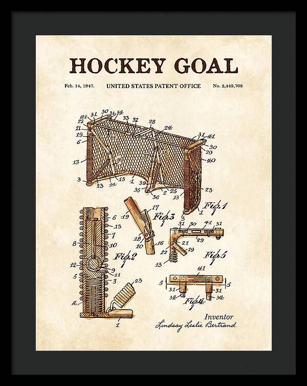 Hockey Goal Watercolor Patent Us2449708a