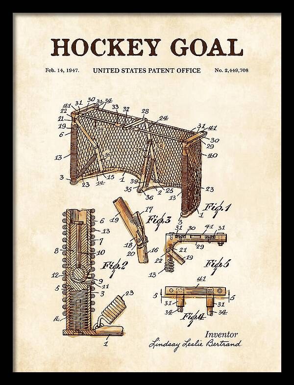 Hockey Goal Watercolor Patent Us2449708a