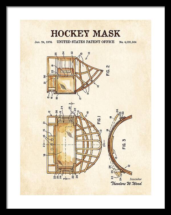 Hockey Mask Watercolor Patent Us4031564a
