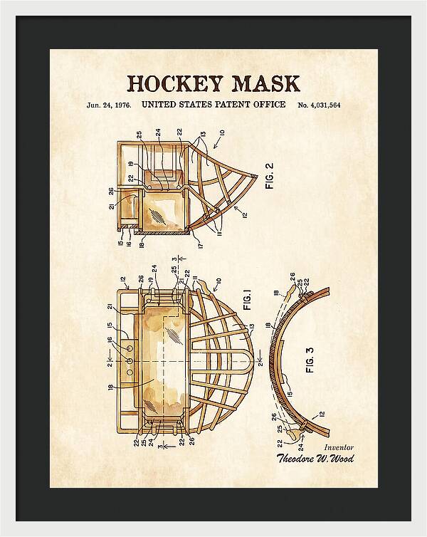 Hockey Mask Watercolor Patent Us4031564a