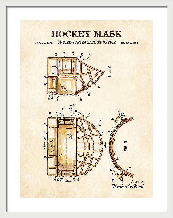 Hockey Mask Watercolor Patent Us4031564a