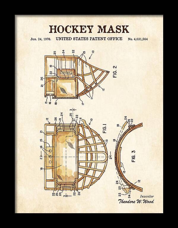 Hockey Mask Watercolor Patent Us4031564a
