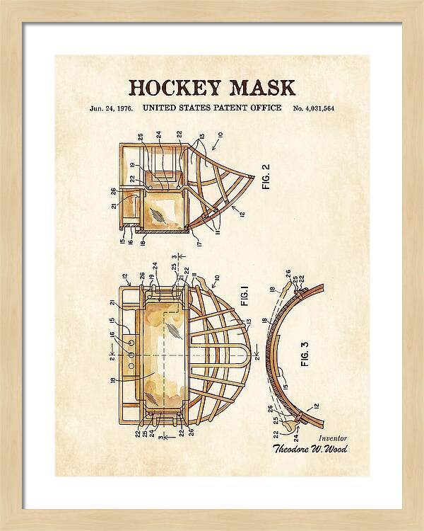 Hockey Mask Watercolor Patent Us4031564a
