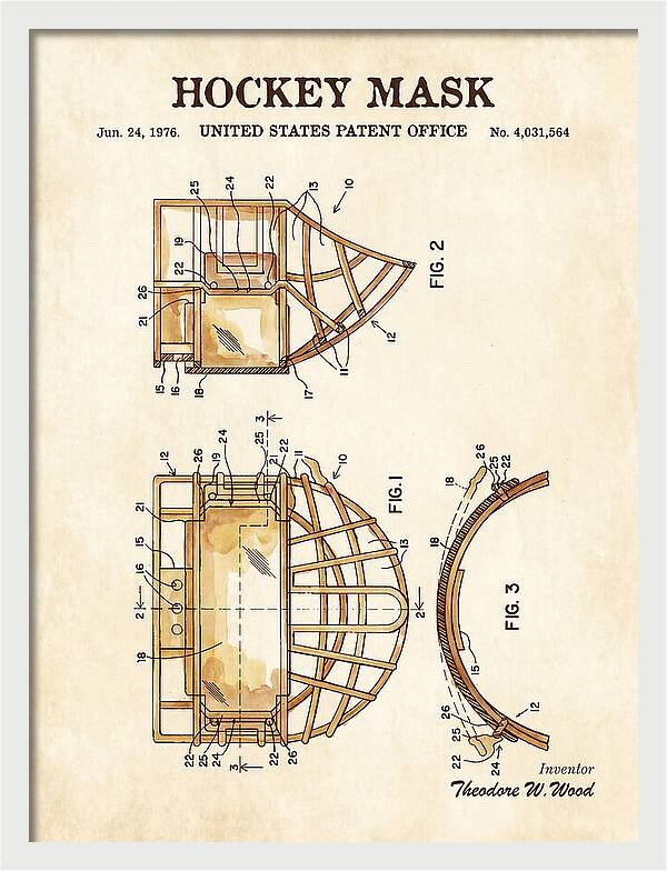 Hockey Mask Watercolor Patent Us4031564a