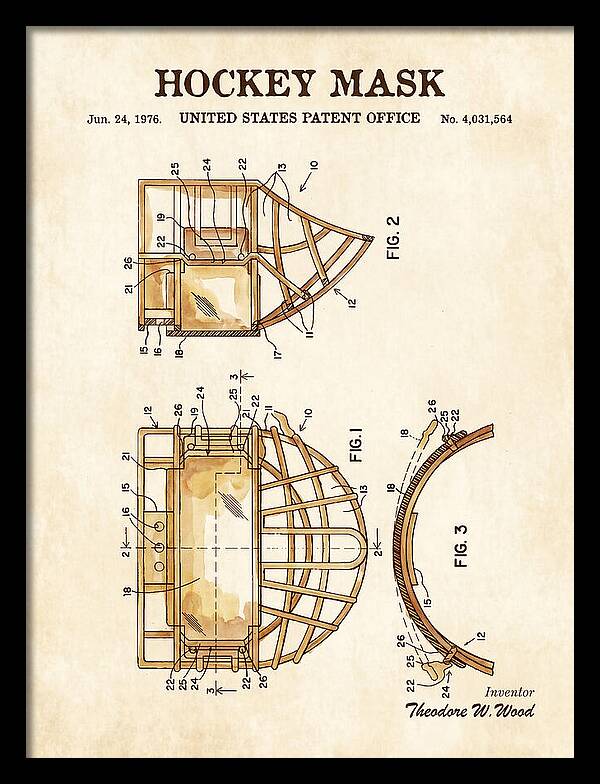 Hockey Mask Watercolor Patent Us4031564a