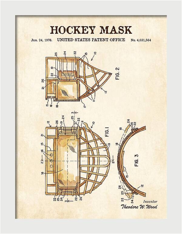 Hockey Mask Watercolor Patent Us4031564a