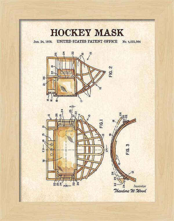 Hockey Mask Watercolor Patent Us4031564a