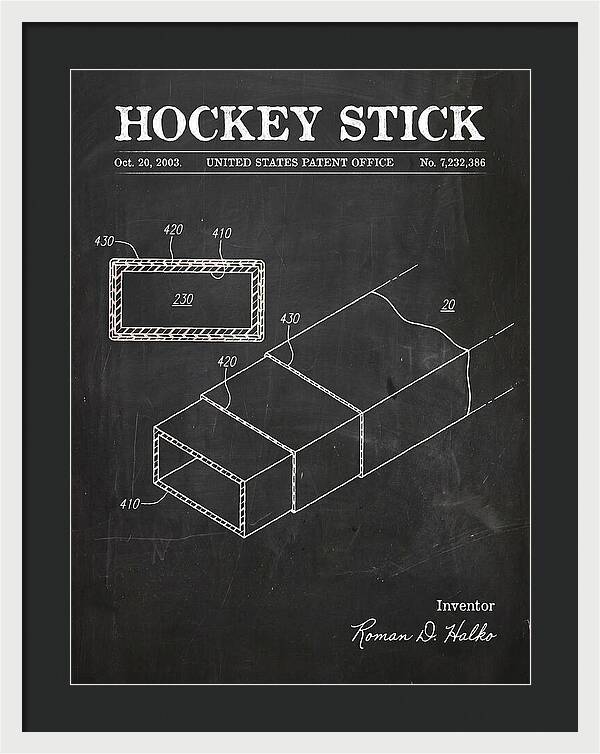 Hockey Stick Chalkboard Patent Us7232386b2