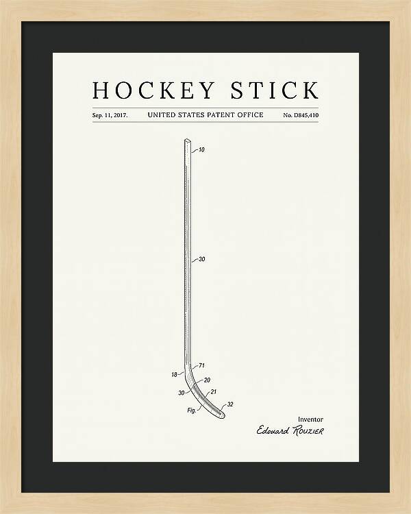 Hockey Stick Minimalist Patent Usd845410s1