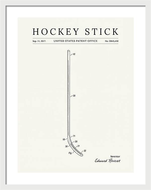 Hockey Stick Minimalist Patent Usd845410s1