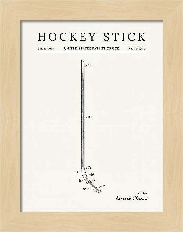 Hockey Stick Minimalist Patent Usd845410s1