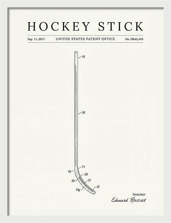 Hockey Stick Minimalist Patent Usd845410s1