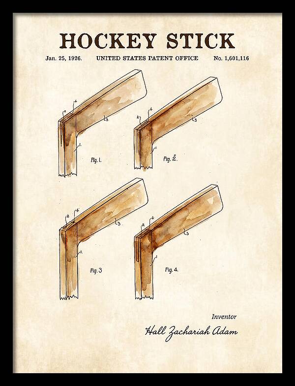Hockey Stick Watercolor Patent Us1601116a