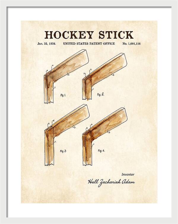 Hockey Stick Watercolor Patent Us1601116a