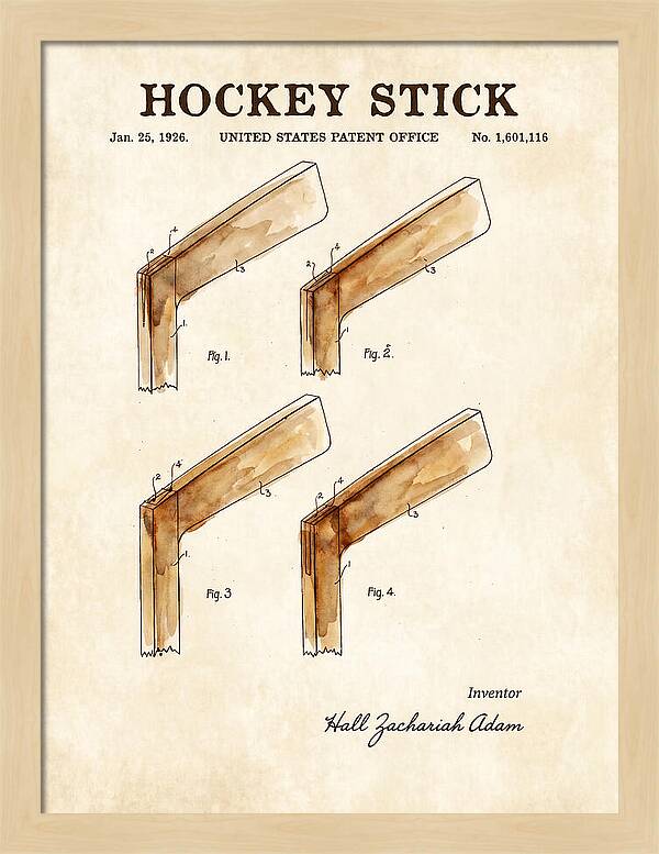 Hockey Stick Watercolor Patent Us1601116a