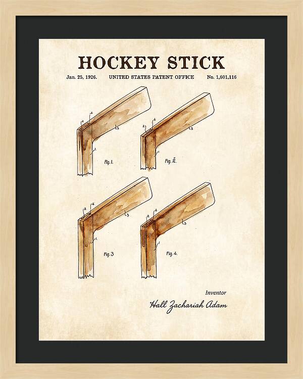 Hockey Stick Watercolor Patent Us1601116a