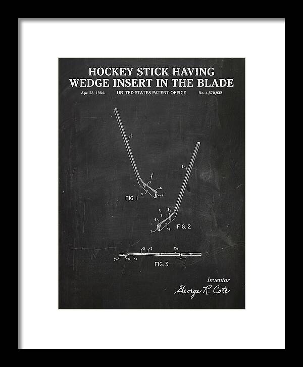 Hockey Stick With Wedge Blade Insert Chalkboard Patent Us4570932a