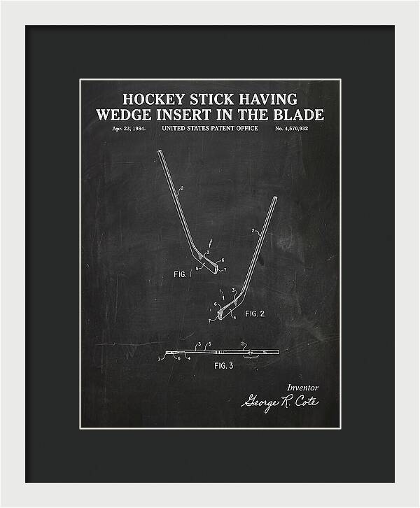 Hockey Stick With Wedge Blade Insert Chalkboard Patent Us4570932a