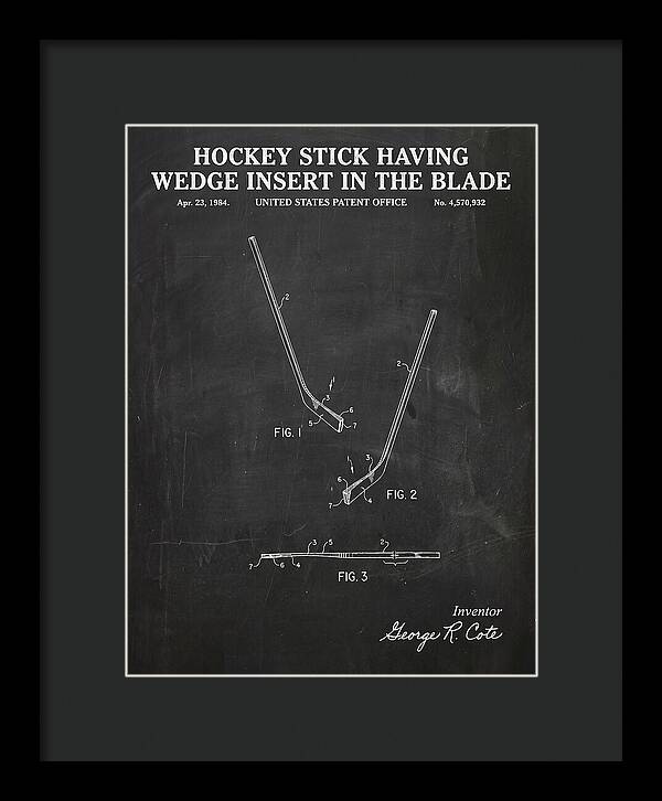 Hockey Stick With Wedge Blade Insert Chalkboard Patent Us4570932a