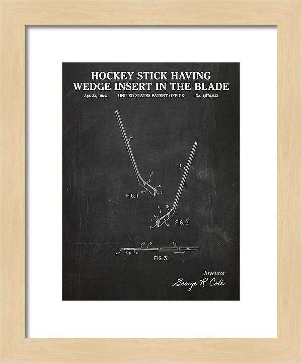 Hockey Stick With Wedge Blade Insert Chalkboard Patent Us4570932a
