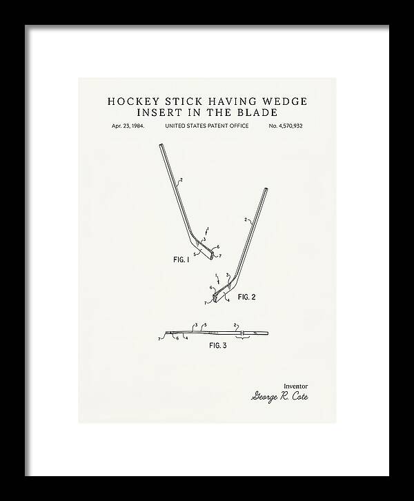 Hockey Stick With Wedge Blade Insert Minimalist Patent Us4570932a