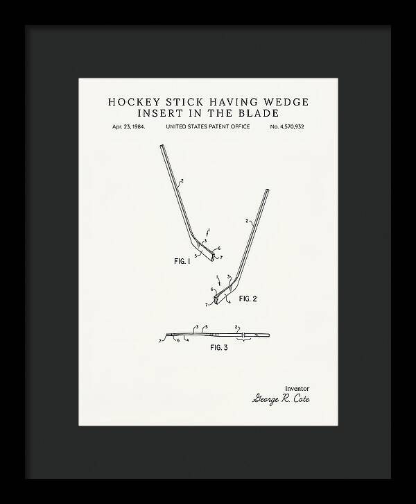 Hockey Stick With Wedge Blade Insert Minimalist Patent Us4570932a