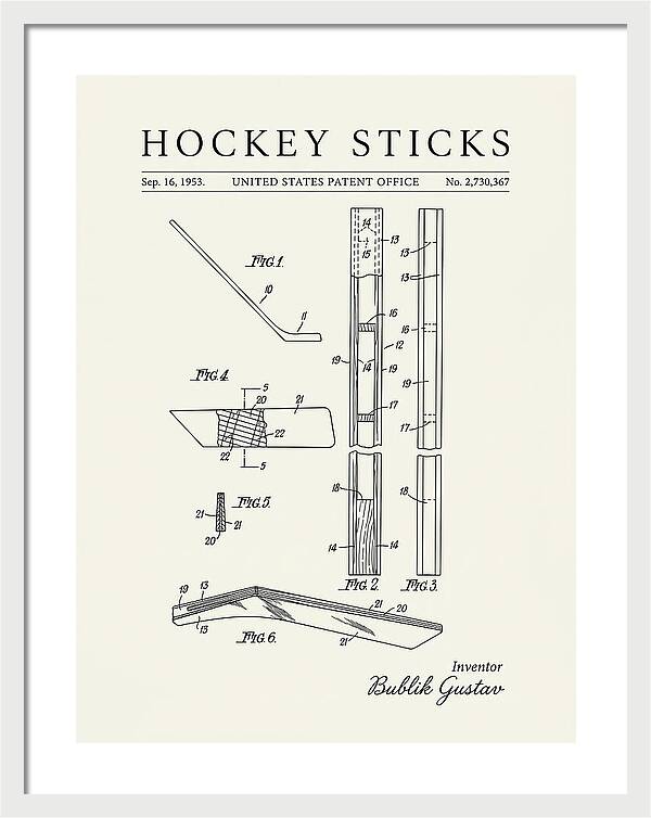 Hockey Sticks Minimalist Patent Us2730367a