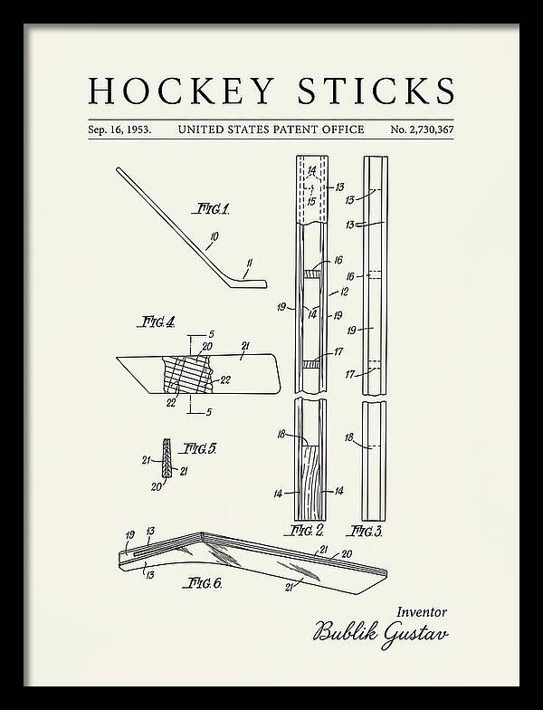 Hockey Sticks Minimalist Patent Us2730367a