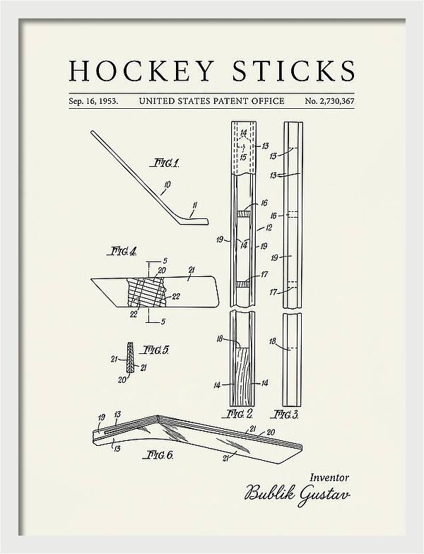 Hockey Sticks Minimalist Patent Us2730367a