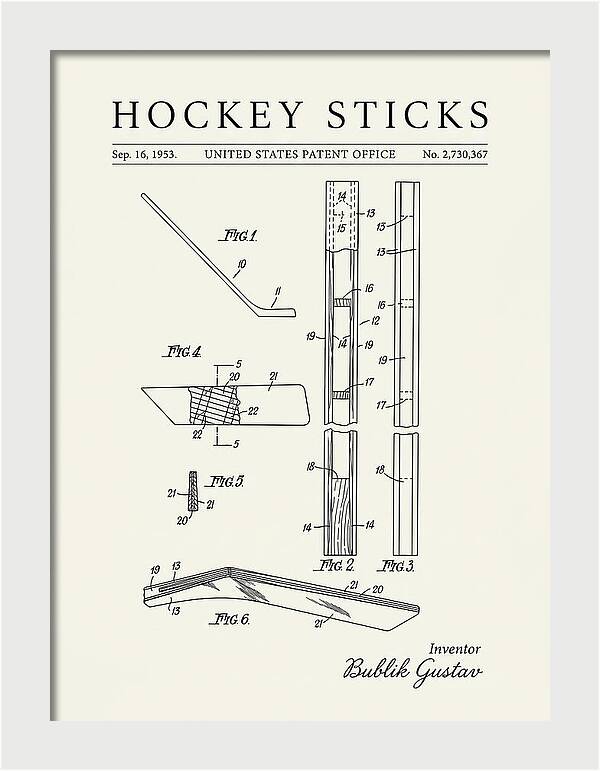 Hockey Sticks Minimalist Patent Us2730367a