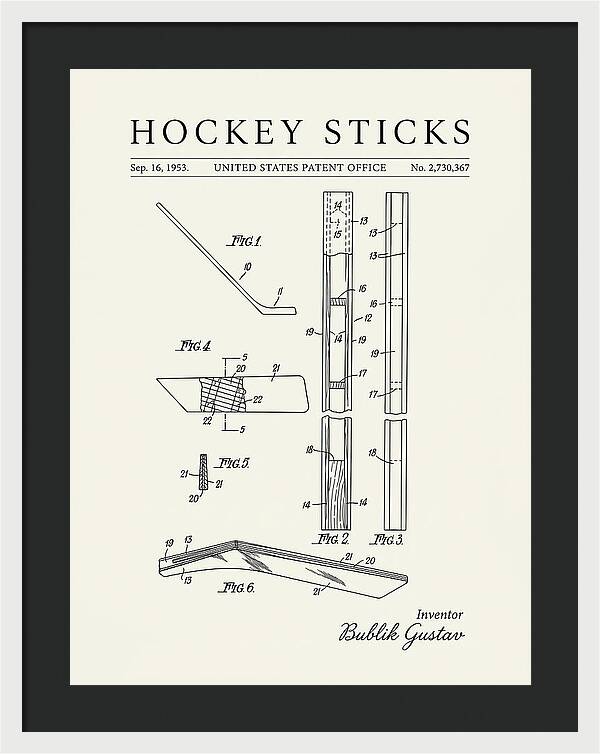 Hockey Sticks Minimalist Patent Us2730367a
