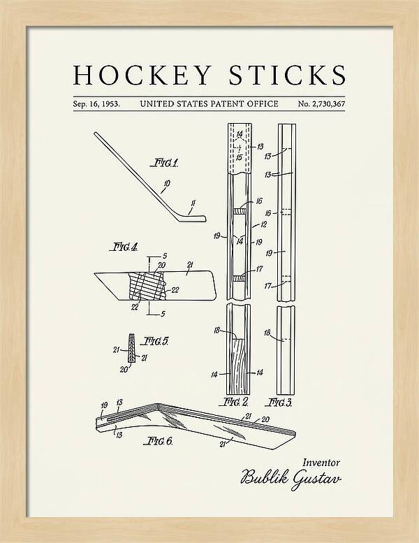 Hockey Sticks Minimalist Patent Us2730367a